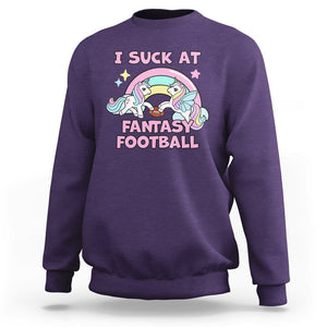 Fantasy Football Sweatshirt Unicorn Rainbow Funny Loser I Suck At TS02 Purple Printyourwear