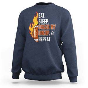 Fantasy Football Sweatshirt Eat Sleep Check My Lineup Repeat Player TS02 Navy Printyourwear