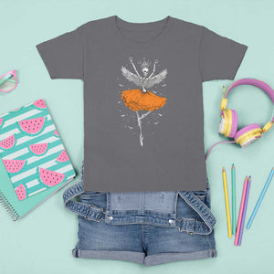 Skeleton Ballerina Tutu Ballet Dance Girl Dancing Skeleton Halloween Costume Girls T Shirt For Kid TS02 Charcoal Print Your Wear