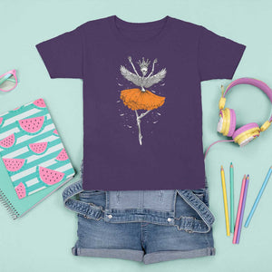 Skeleton Ballerina Tutu Ballet Dance Girl Dancing Skeleton Halloween Costume Girls T Shirt For Kid TS02 Purple Print Your Wear