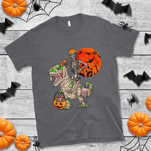Football Skeleton T Shirt American Football Halloween Skeleton Riding Dinosaur Football Fan TS02 Charcoal Print Your Wear