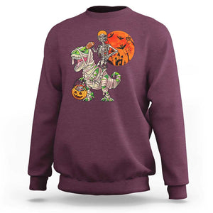 Football Skeleton Sweatshirt American Football Halloween Skeleton Riding Dinosaur Football Fan TS02 Maroon Print Your Wear