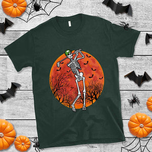 Golfing Skeleton T Shirt Funny Golf Skeleton Golf Lover Golfer Halloween Costume TS02 Dark Forest Green Print Your Wear