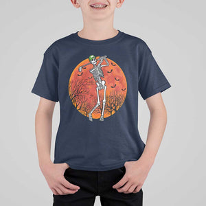 Golfing Skeleton T Shirt For Kid Funny Golf Skeleton Golf Lover Golfer Halloween Costume TS02 Navy Print Your Wear