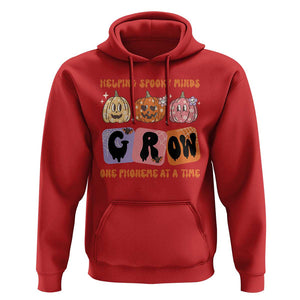 Halloween Reading Hoodie Helping Spooky Minds Grow One Phoneme Dyslexia Pumpkin TS02 Red Print Your Wear