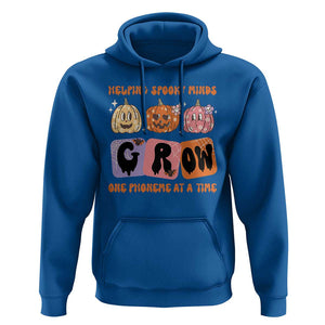 Halloween Reading Hoodie Helping Spooky Minds Grow One Phoneme Dyslexia Pumpkin TS02 Royal Blue Print Your Wear