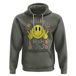 Funny Bilingual Hoodie Spanish Teacher Maestra I'm BilingualI Haha and Jaja Hispanic Heritage Month TS02 Military Green Printyourwear