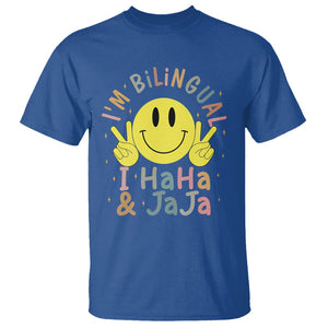 Funny Bilingual T Shirt Spanish Teacher Maestra I'm BilingualI Haha and Jaja Hispanic Heritage Month TS02 Royal Blue Printyourwear
