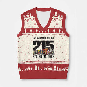 I Wear Orange For The 215 Stolen Children V-Neck Knit Sweater Vest Native Child Tribute 215 Memorial Awareness TS02 Beige Red Print Your Wear