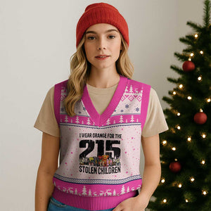 I Wear Orange For The 215 Stolen Children V-Neck Knit Sweater Vest Native Child Tribute 215 Memorial Awareness TS02 Hot Pink Print Your Wear