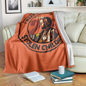 I Wear Orange For The 215 Stolen Children Throw Blanket Indigenous Girl Orange Shirt Day TS02 Print Your Wear