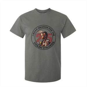 I Wear Orange For The 215 Stolen Children T Shirt For Kid Indigenous Girl Orange Shirt Day TS02 Military Green Print Your Wear