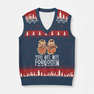 Orange Shirt Day Memorial Moccasins V-Neck Knit Sweater Vest You Are Not Forgotten Indigenous Remembrance for Stolen Children TS02 Navy Red Print Your Wear