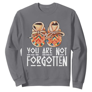 Orange Shirt Day Memorial Moccasins Sweatshirt You Are Not Forgotten Indigenous Remembrance for Stolen Children TS02 Charcoal Print Your Wear