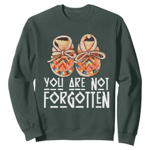 Orange Shirt Day Memorial Moccasins Sweatshirt You Are Not Forgotten Indigenous Remembrance for Stolen Children TS02 Dark Forest Green Print Your Wear