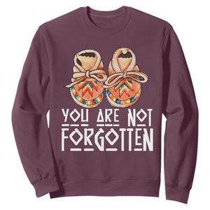 Orange Shirt Day Memorial Moccasins Sweatshirt You Are Not Forgotten Indigenous Remembrance for Stolen Children TS02 Maroon Print Your Wear