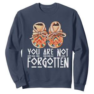 Orange Shirt Day Memorial Moccasins Sweatshirt You Are Not Forgotten Indigenous Remembrance for Stolen Children TS02 Navy Print Your Wear