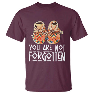 Orange Shirt Day Memorial Moccasins T Shirt You Are Not Forgotten Indigenous Remembrance for Stolen Children TS02 Maroon Print Your Wear