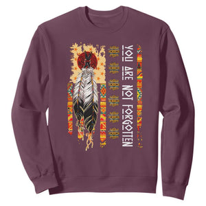 Orange Shirt Day Feather Flag Sweatshirt You Are Not Forgotten Indigenous Tribute TS02 Maroon Print Your Wear