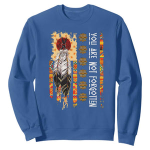 Orange Shirt Day Feather Flag Sweatshirt You Are Not Forgotten Indigenous Tribute TS02 Royal Blue Print Your Wear