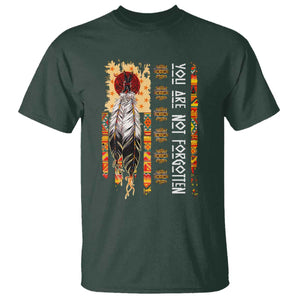 Orange Shirt Day Feather Flag T Shirt You Are Not Forgotten Indigenous Tribute TS02 Dark Forest Green Print Your Wear