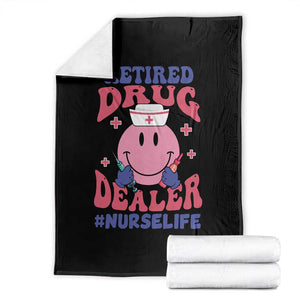 Funny Retired Drug Dealer Throw Blanket Retro Nurse Life Retirement Gift for Healthcare Workers TS02 Black Print Your Wear