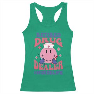 Funny Retired Drug Dealer Racerback Tank Top Retro Nurse Life Retirement Gift for Healthcare Workers TS02 Irish Green Print Your Wear