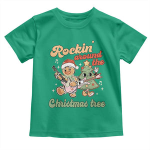 Groovy Christmas Toddler T Shirt Rockin' Around The Xmas Tree Groovy Gingerbread Man TS02 Irish Green Print Your Wear