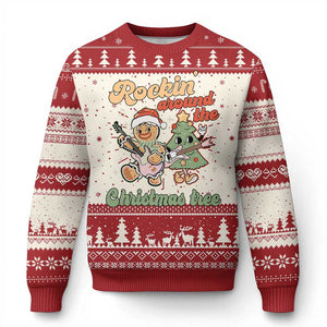 Groovy Christmas Ugly Christmas Sweater Rockin' Around The Xmas Tree Groovy Gingerbread Man TS02 Red Print Your Wear