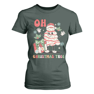 Oh Christmas Tree Retro Groovy T Shirt For Women TS02 Dark Forest Green Print Your Wear