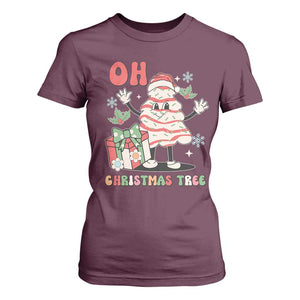 Oh Christmas Tree Retro Groovy T Shirt For Women TS02 Maroon Print Your Wear