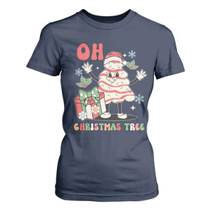 Oh Christmas Tree Retro Groovy T Shirt For Women TS02 Navy Print Your Wear