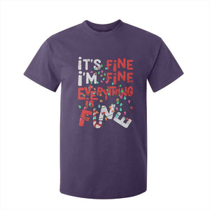 Funny Christmas T Shirt For Kid It's Fine I'm Fine Everthing Is Fine Xmas Lights TS02 Purple Print Your Wear