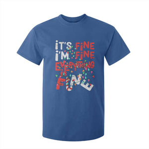 Funny Christmas T Shirt For Kid It's Fine I'm Fine Everthing Is Fine Xmas Lights TS02 Royal Blue Print Your Wear
