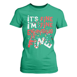Funny Christmas T Shirt For Women It's Fine I'm Fine Everthing Is Fine Xmas Lights TS02 Irish Green Print Your Wear