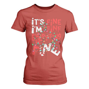 Funny Christmas T Shirt For Women It's Fine I'm Fine Everthing Is Fine Xmas Lights TS02 Red Print Your Wear