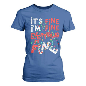 Funny Christmas T Shirt For Women It's Fine I'm Fine Everthing Is Fine Xmas Lights TS02 Royal Blue Print Your Wear
