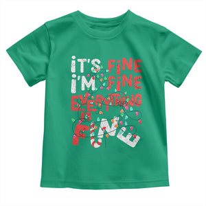 Funny Christmas Toddler T Shirt It's Fine I'm Fine Everthing Is Fine Xmas Lights TS02 Irish Green Print Your Wear