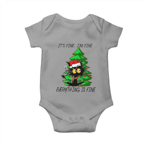 Black Cat Christmas Baby Onesie It's Fine I'm Fine Everthing Is Fine Funny Xmas TS02 Sport Gray Print Your Wear