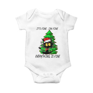Black Cat Christmas Baby Onesie It's Fine I'm Fine Everthing Is Fine Funny Xmas TS02 White Print Your Wear