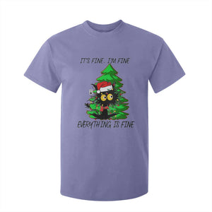 Black Cat Christmas T Shirt For Kid It's Fine I'm Fine Everthing Is Fine Funny Xmas TS02 Violet Print Your Wear