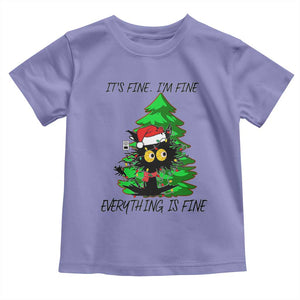 Black Cat Christmas Toddler T Shirt It's Fine I'm Fine Everthing Is Fine Funny Xmas TS02 Violet Print Your Wear