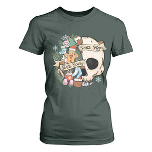 Skull Christmas T Shirt For Women Sorta Scary Sorta Merry TS02 Dark Forest Green Print Your Wear