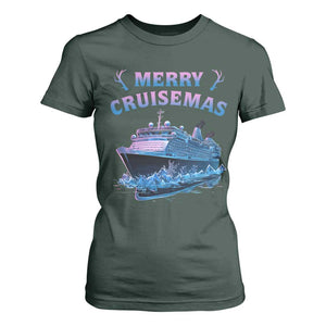 Christmas Cruise T Shirt For Women Merry Cruisemas Xmas Family Trip Reunion TS02 Dark Forest Green Print Your Wear