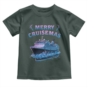 Christmas Cruise Toddler T Shirt Merry Cruisemas Xmas Family Trip Reunion TS02 Dark Forest Green Print Your Wear