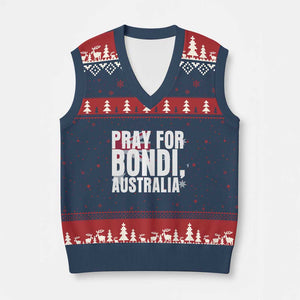 Pray for Bondi Australia V-Neck Knit Sweater Vest Memorial Unity and Support Tribute TS02 Navy Red Print Your Wear