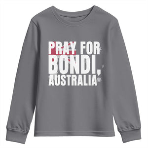 Pray for Bondi Australia Youth Sweatshirt Memorial Unity and Support Tribute TS02 Charcoal Print Your Wear