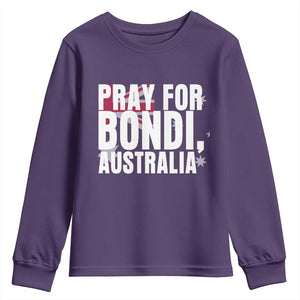 Pray for Bondi Australia Youth Sweatshirt Memorial Unity and Support Tribute TS02 Purple Print Your Wear