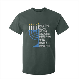 Jewish Faith and Pray T Shirt For Kid May The Glow Of The Menorah Brighten Your Darkest Moments TS02 Dark Forest Green Print Your Wear
