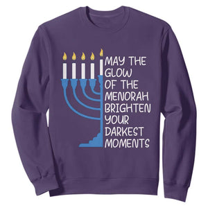 Jewish Faith and Pray Sweatshirt May The Glow Of The Menorah Brighten Your Darkest Moments TS02 Purple Print Your Wear